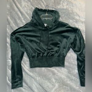 Together Emerald Velvet Cropped Hoodie